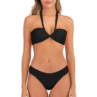 Kadın Şınav Bandeau Bikini Kısa Kollu Mayo Kadın Yan Kravat Mayo