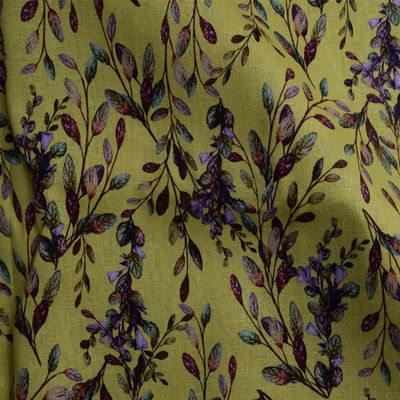 Örgü Yumuşak Polyester Pamuklu Kumaşlar Saf Ramie Blok Baskı Çiçekli Elbise