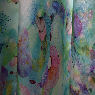 Lüks Polyester Pamuklu Kumaşlar açık mavi Çiçekli Dokuma Elbise Pantolon Rami