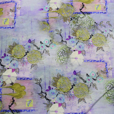 Dijital Polyester Pamuk Kumaşlar Ev Tekstili% 100 Ramie Rayon Çiçek Baskılı