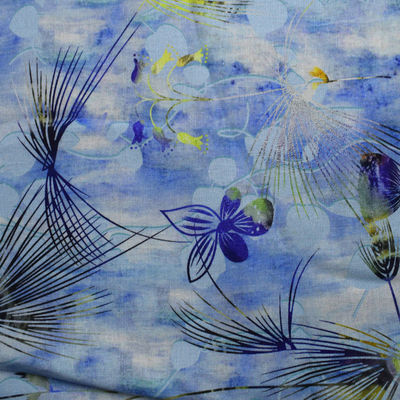 Dijital Polyester Pamuk Kumaşlar Ev Tekstili% 100 Ramie Rayon Çiçek Baskılı