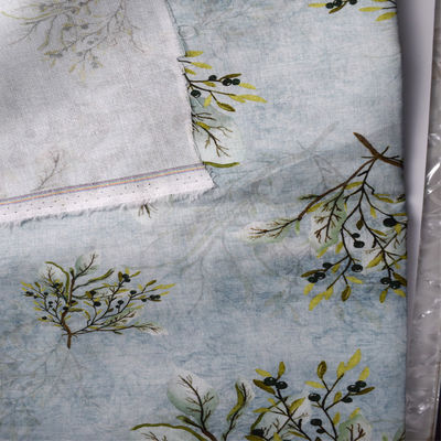 Tekstil Polyester Baskı Kumaş Rami Pamuklu Ekose Keten Karışımlı Kumaş