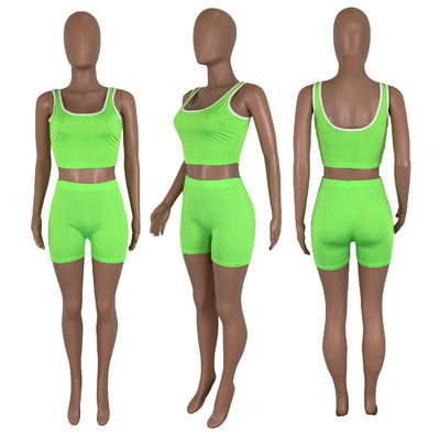 Pure Color İlkbahar &amp; Yaz Seksi Kolsuz Yelek Şort Takım 13 Renk