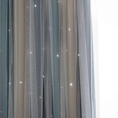 Yumuşak Polyester Perde Kumaşları Degrade Renk Alev Geciktirici