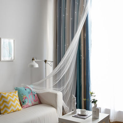 Yumuşak Polyester Perde Kumaşları Degrade Renk Alev Geciktirici