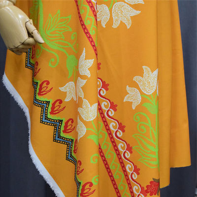 Konfeksiyon için Mavi Kırmızı Sarı Polyester Dijital Baskılı Kumaş Renkli Çiçek