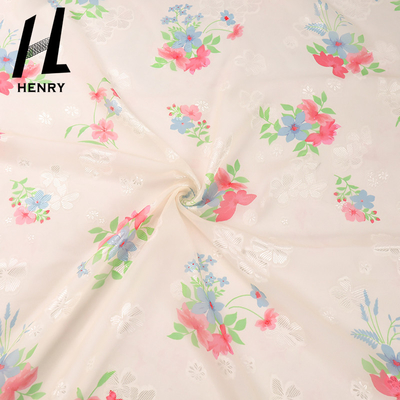 Yumuşak Tül Baskı Deseni %100 Polyester Örgü Kumaş, Kadın Elbisesi İçin
