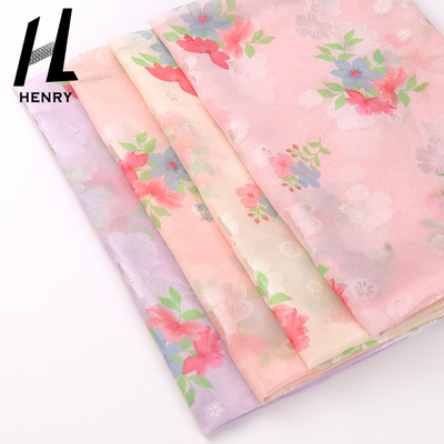 Yumuşak Tül Baskı Deseni %100 Polyester Örgü Kumaş, Kadın Elbisesi İçin