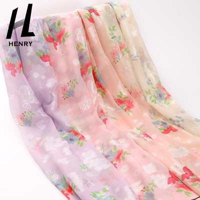 Yumuşak Tül Baskı Deseni %100 Polyester Örgü Kumaş, Kadın Elbisesi İçin