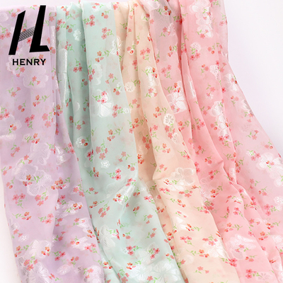 Dikiş Giyim için Küçük Çiçek Baskı Tekstil Polyester Şifon Kumaş