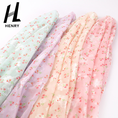Dikiş Giyim için Küçük Çiçek Baskı Tekstil Polyester Şifon Kumaş