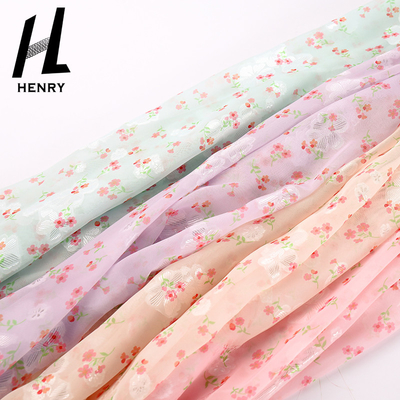 Dikiş Giyim için Küçük Çiçek Baskı Tekstil Polyester Şifon Kumaş