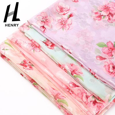 Moda Konfeksiyon Tekstil için Çiçek Baskılı Polyester Şifon Kumaş