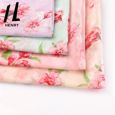 Moda Konfeksiyon Tekstil için Çiçek Baskılı Polyester Şifon Kumaş
