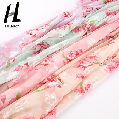 DIY Dekorasyon için Özel Desen Yumuşak Tül Kumaş Şifon Çiçek Baskı