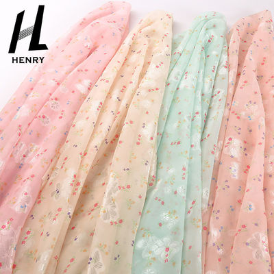 Giysiler için %100 Polyester Örgü Dantel Kumaş Polikrom