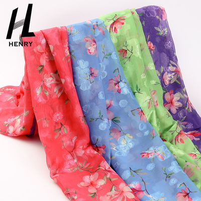Nefes Alabilir Yumuşak Tül Kumaş Saf Polyester Elbise Baskı İşlemi Şifon Kumaş
